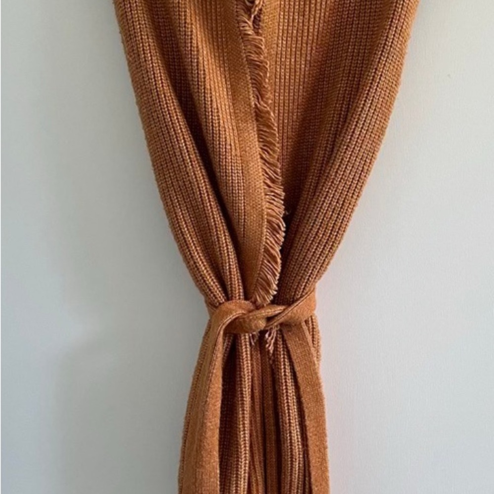 Tahari Camel Knit Scarf with Fringe